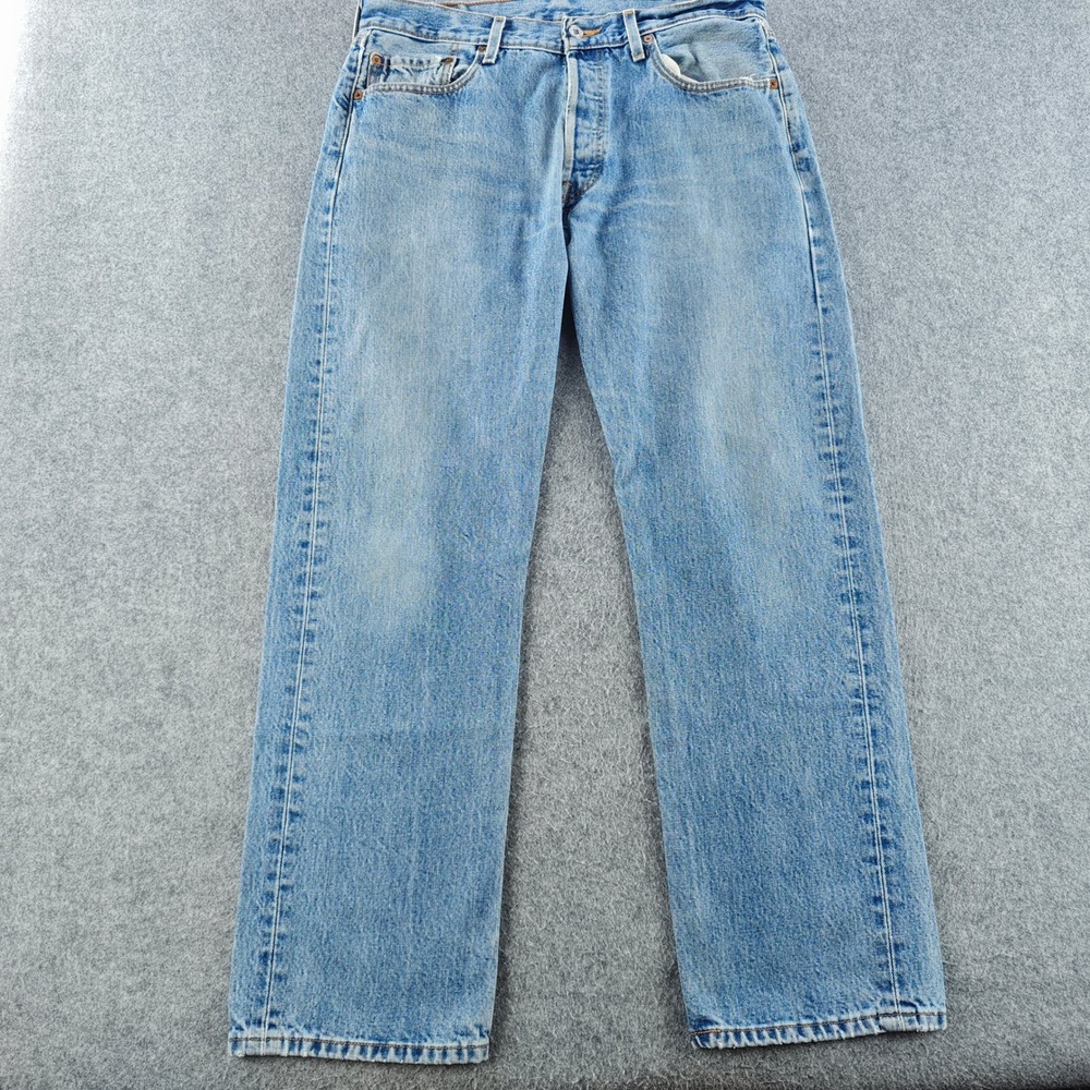 Levis 501 Jeans Mens 34x30 Vintage Y2K Light Wash Straight Leg Denim